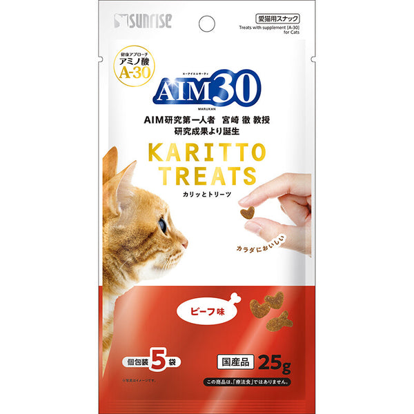 [Marukan Sunrise] AIM30 Crispy Treats Beef Flavor 5g x 5 bags of cat treats